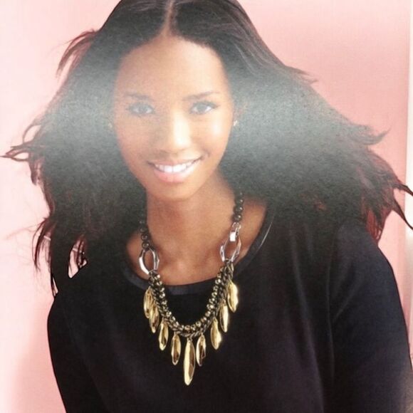 stella & dot ~ safari statement necklace ~ limited edition retired gold black - Picture 3 of 5